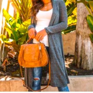 Gray open knit duster